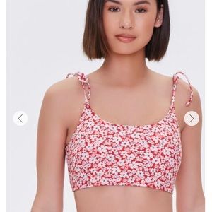 Red Floral Bikini Top-size L (BNWT)